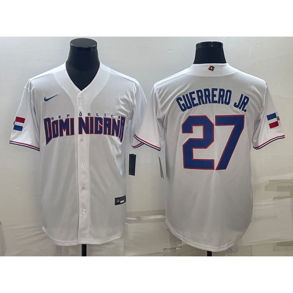 Men's Dominican Republic Baseball #27 Vladimir Guerrero Jr. 2023 White World Baseball Classic Stitched Jersey 1