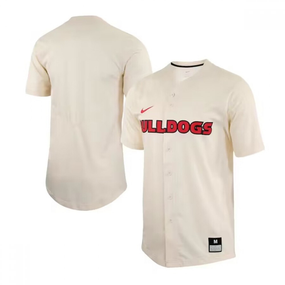 Men's Georgia Bulldogs Cream Cool Base Stitched Baseball Jersey 1
