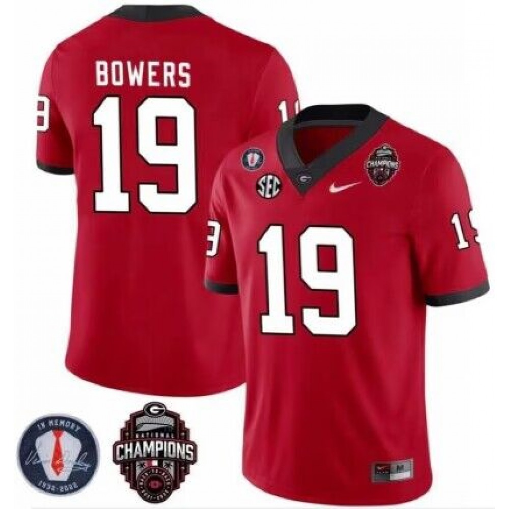 Men's Georgia Bulldogs Custom Red 2022 National Champions Stitched Football Jersey 1