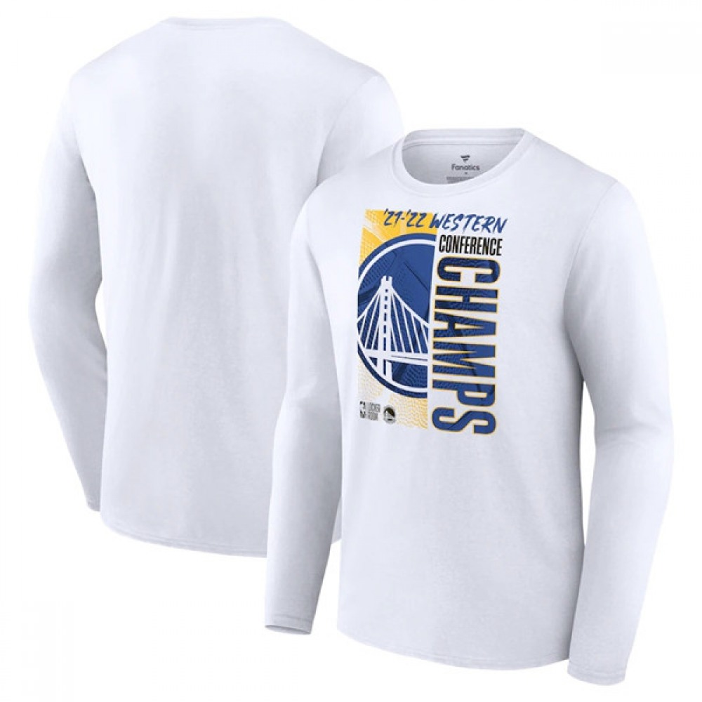 Men's Golden State Warriors 2022 White Western Conference Champions Locker Room Long Sleeve T-Shirt 1