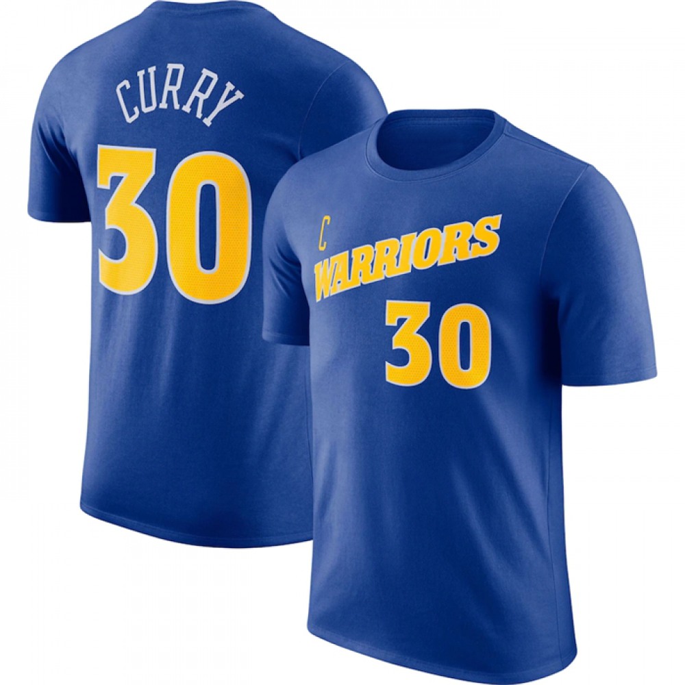 Men's Golden State Warriors #30 Stephen Curry Blue 2022/23 Name & Number T-Shirt 1