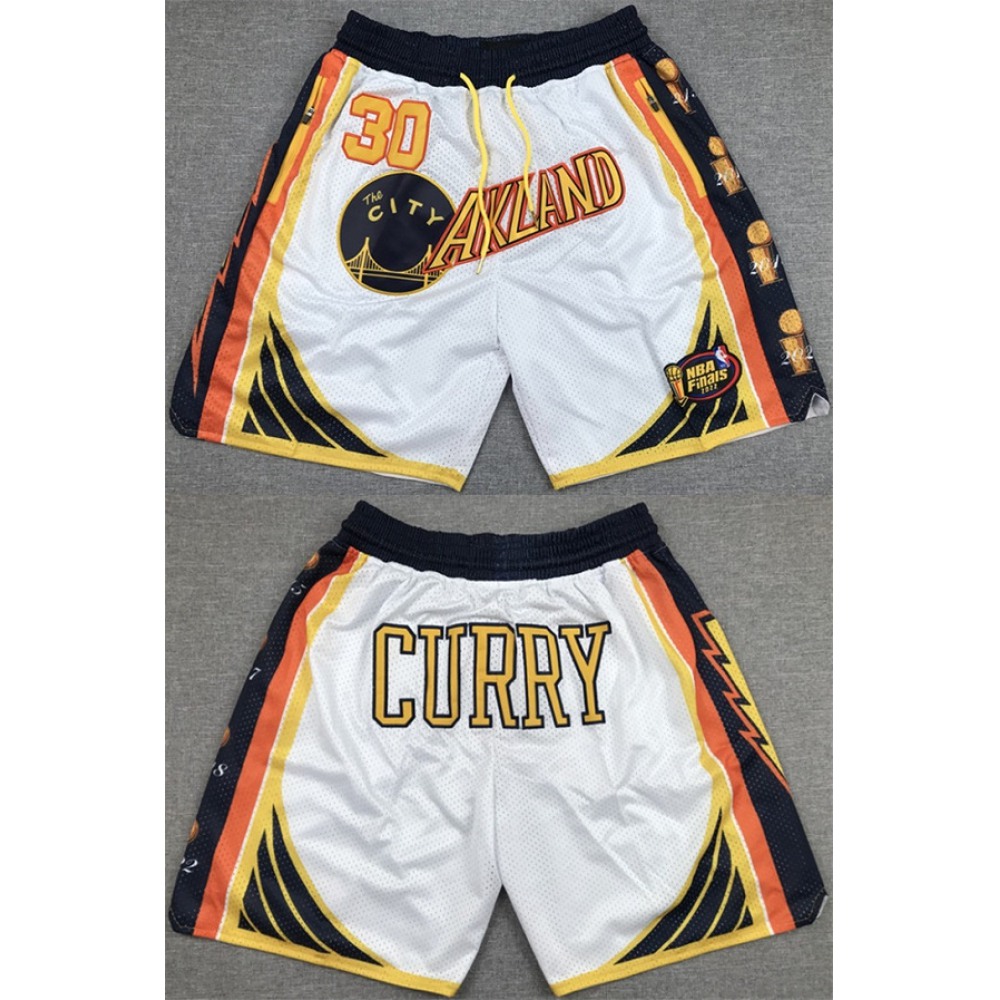 Men's Golden State Warriors #30 Stephen Curry White Shorts(Run Small) 1