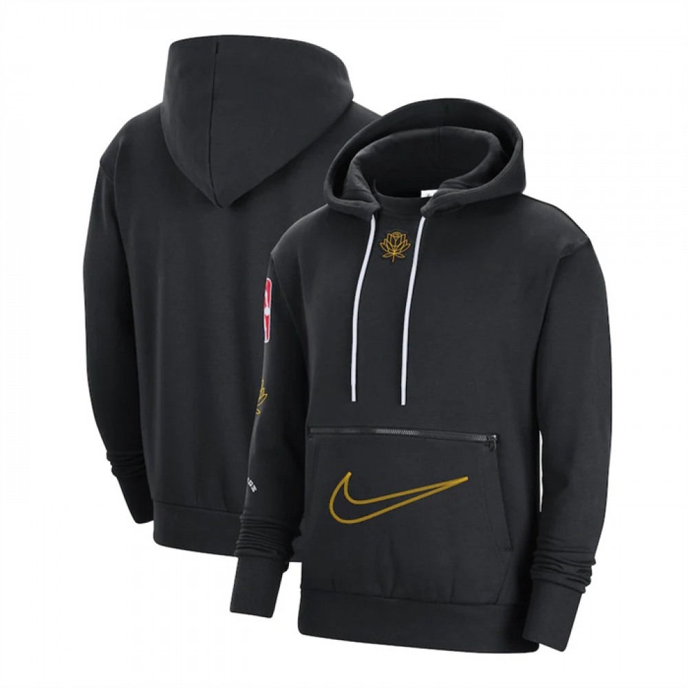 Men's Golden State Warriors Black 2022/23 City Edition Courtside Heavyweight Fleece Pullover Hoodie 1