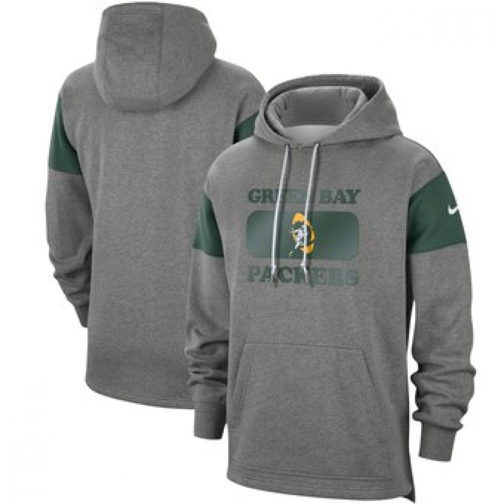 Men's Green Bay Packers 2019 Grey Fan Gear Historic Pullover Hoodie 1