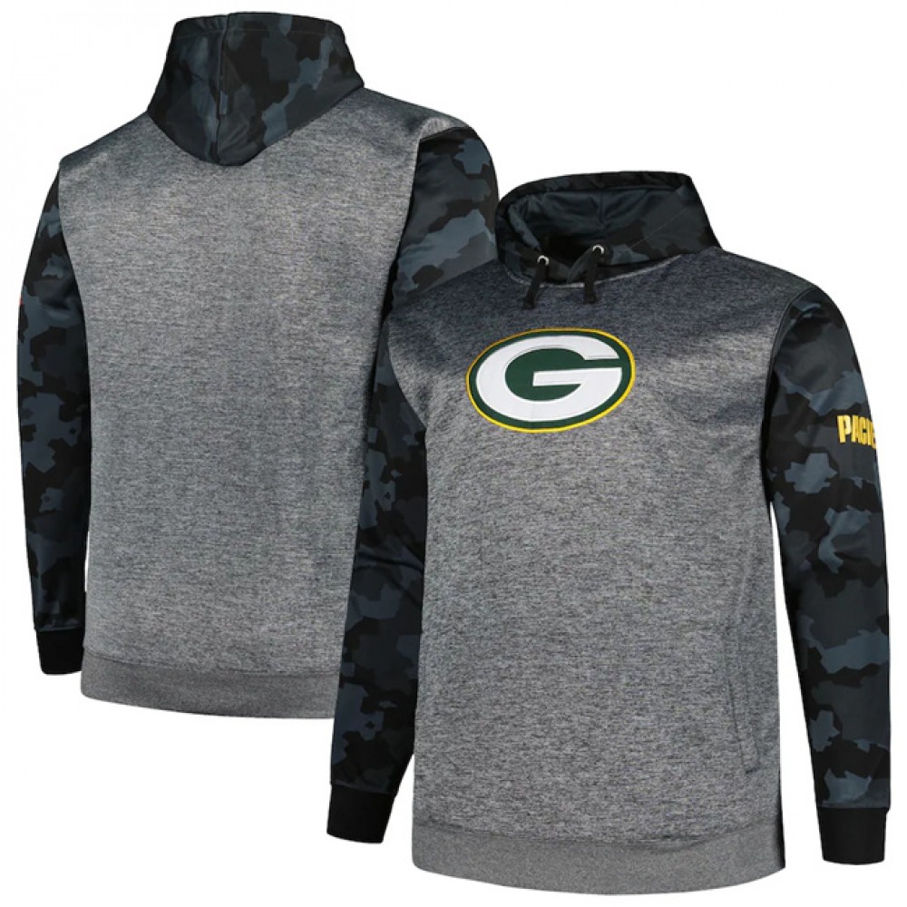 Men's Green Bay Packers Heather Charcoal Big & Tall Camo Pullover Hoodie 1