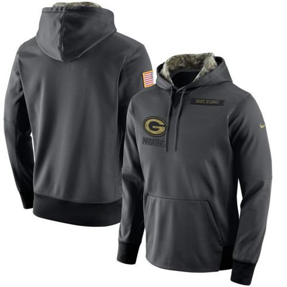Men's Green Bay Packers Anthracite Salute to Service Player Performance Hoodie 1