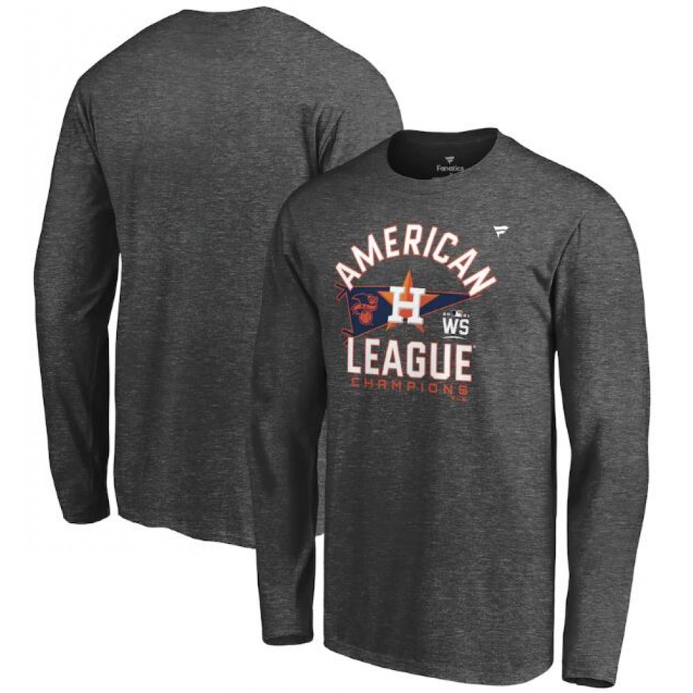 Men's Houston Astros 2021 Heathered Charcoal American League Champions Locker Room Long Sleeve T-Shirt 1