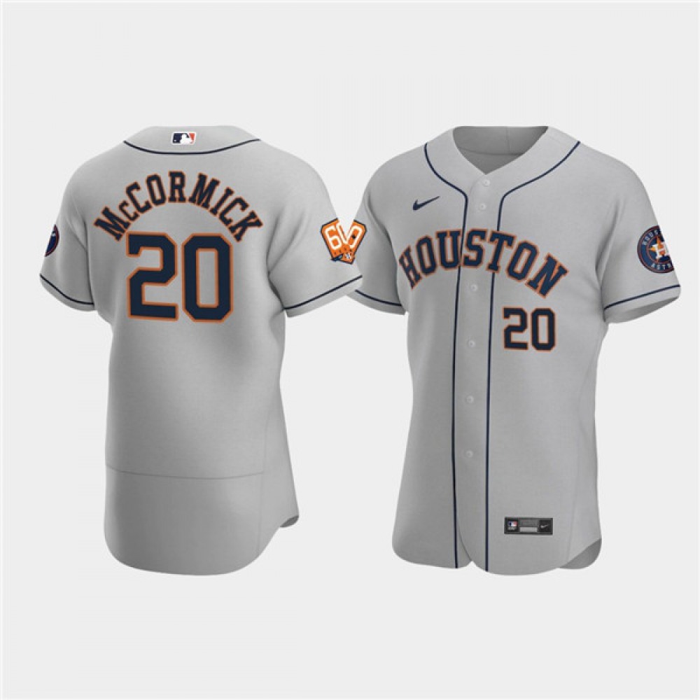 Men's Houston Astros #20 Chas McCormick Grey 60th Anniversary Flex Base Stitched Baseball Jersey 1