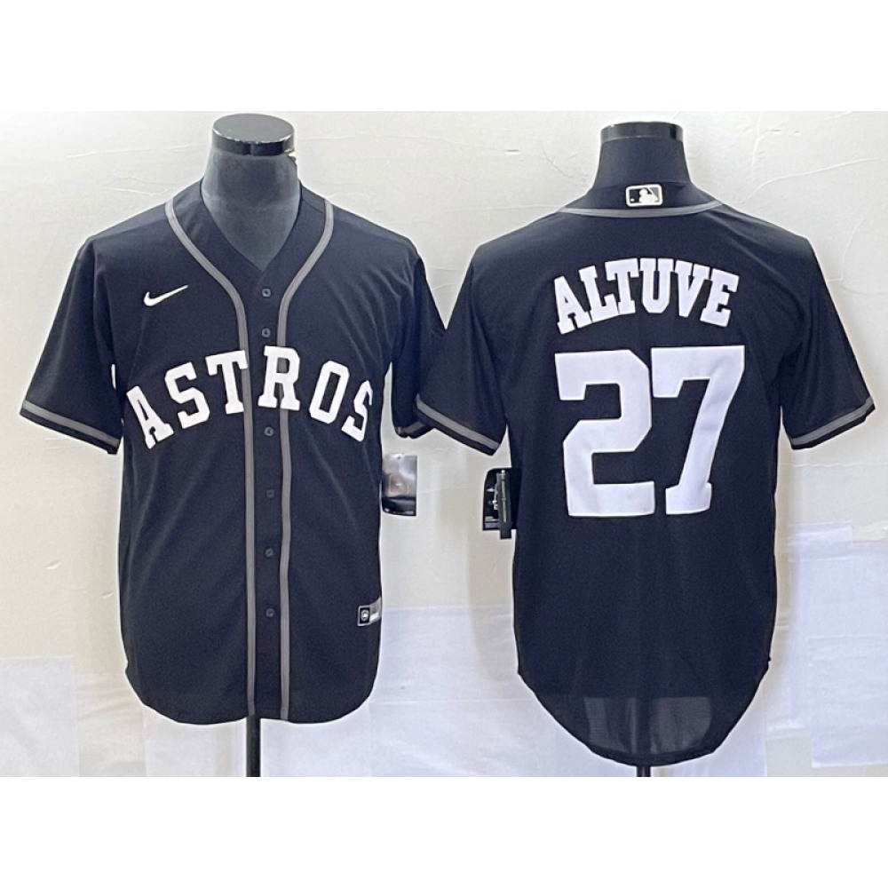 Men's Houston Astros #27 Jose Altuve Black Cool Base Stitched Baseball Jersey 1