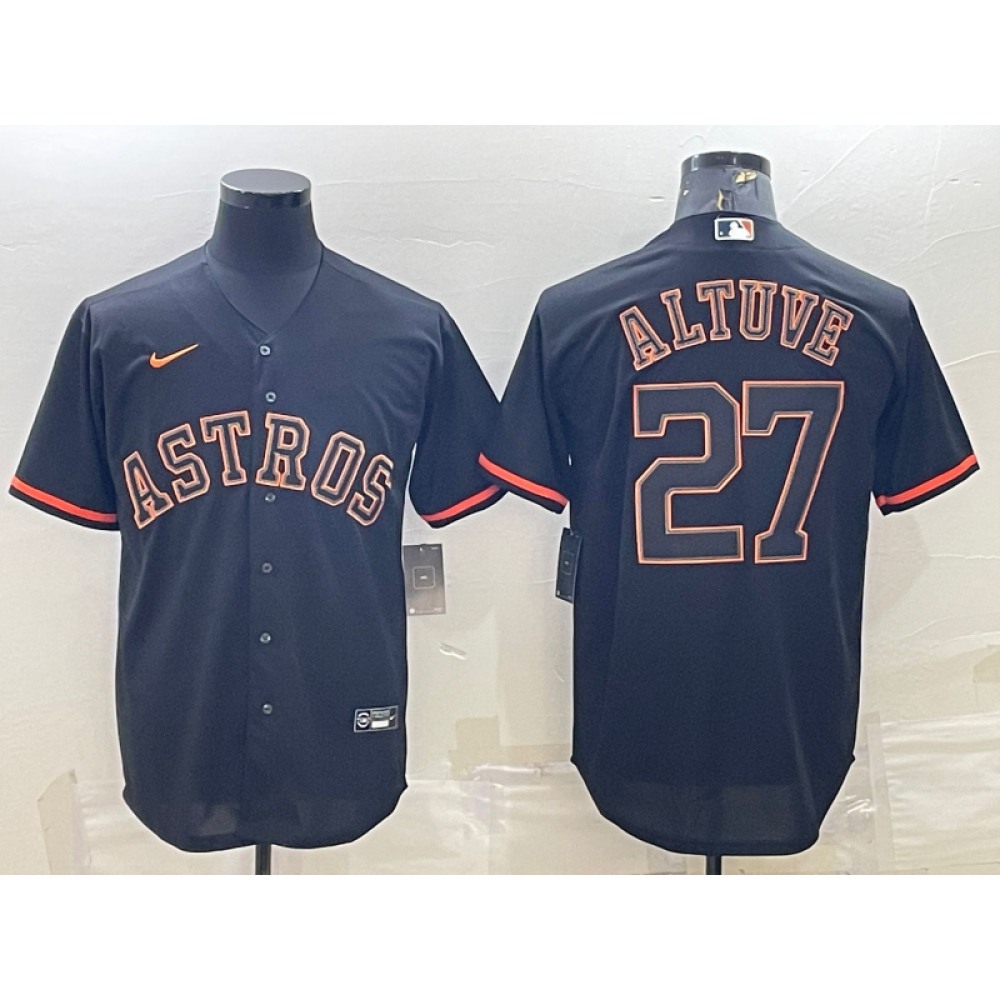 Men's Houston Astros #27 Jose Altuve Black Cool Base Stitched Jersey 1