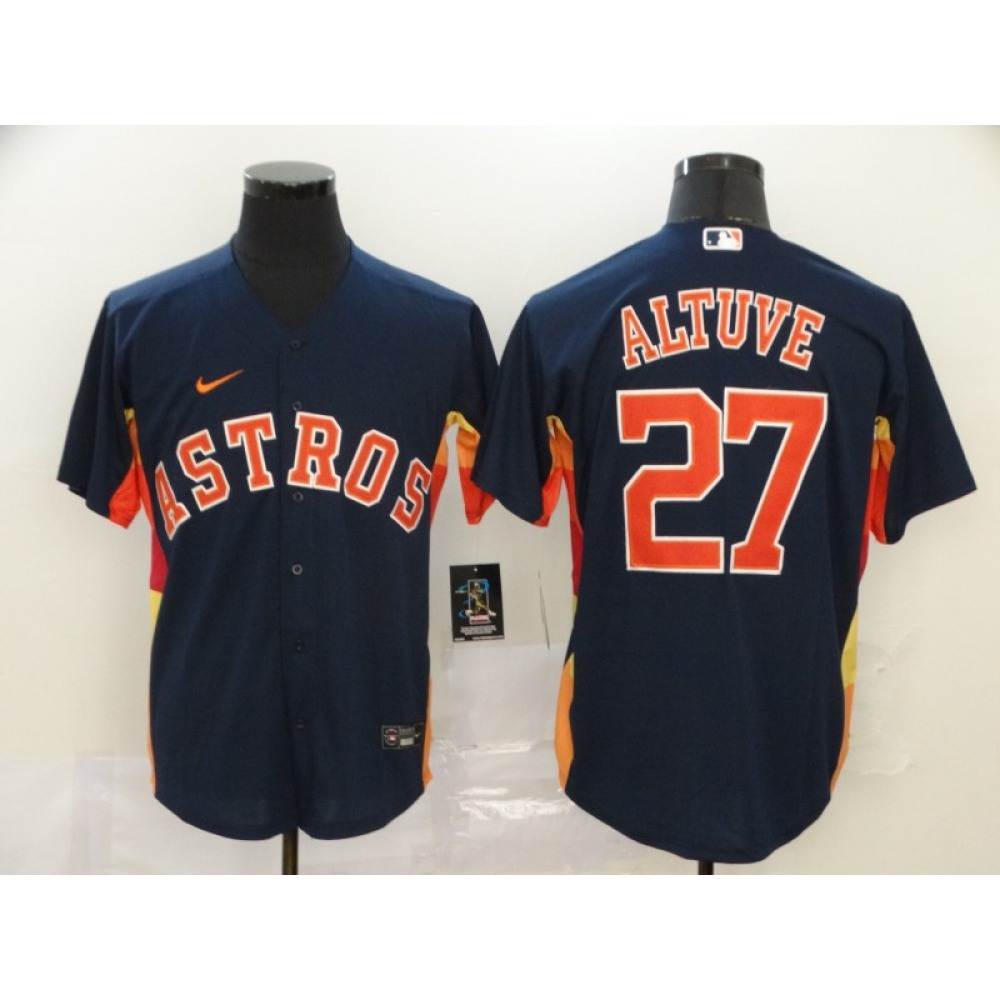 Men's Houston Astros #27 Jose Altuve Navy Cool Base Stitched MLB Jersey 1