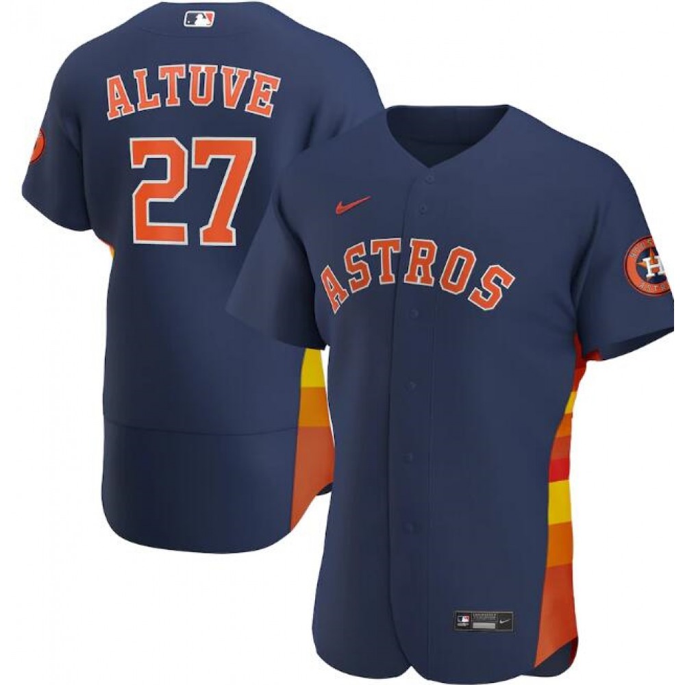 Men's Houston Astros #27 Jose Altuve Navy Flex Base Stitched Jersey 1
