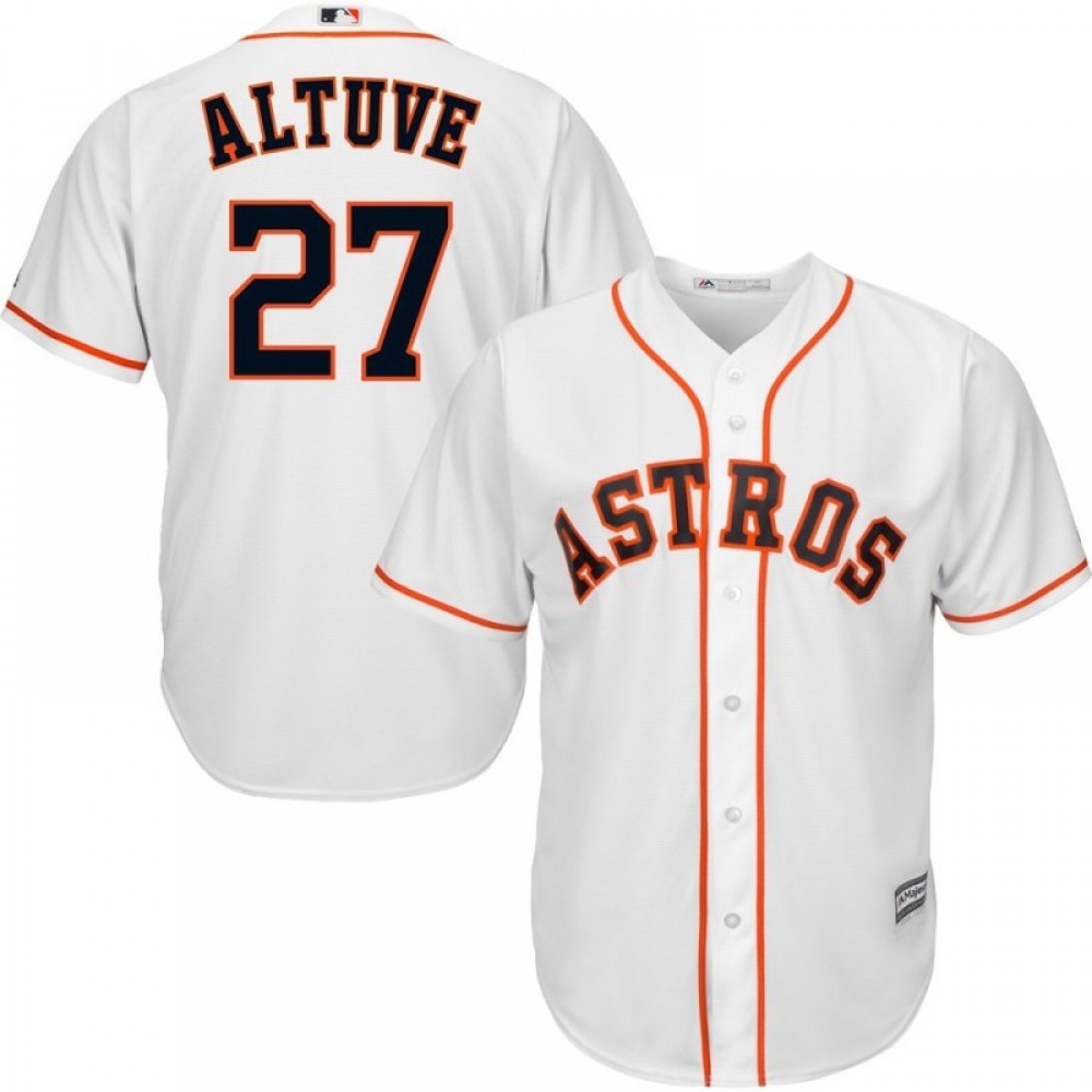 Men's Houston Astros #27 Jose Altuve White Cool Base Stitched MLB Jersey 1