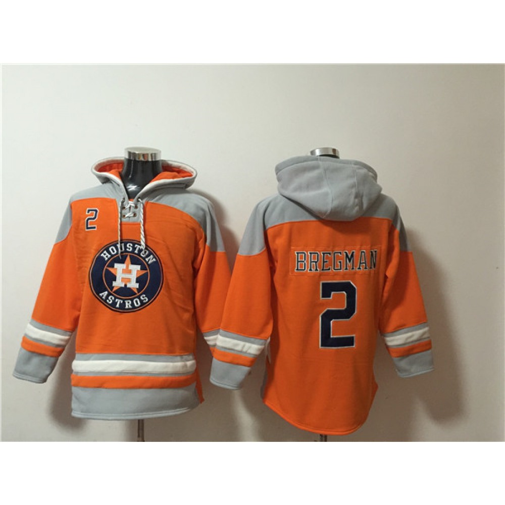Men's Houston Astros #2 Alex Bregman Orange Ageless Must-Have Lace-Up Pullover Hoodie 1