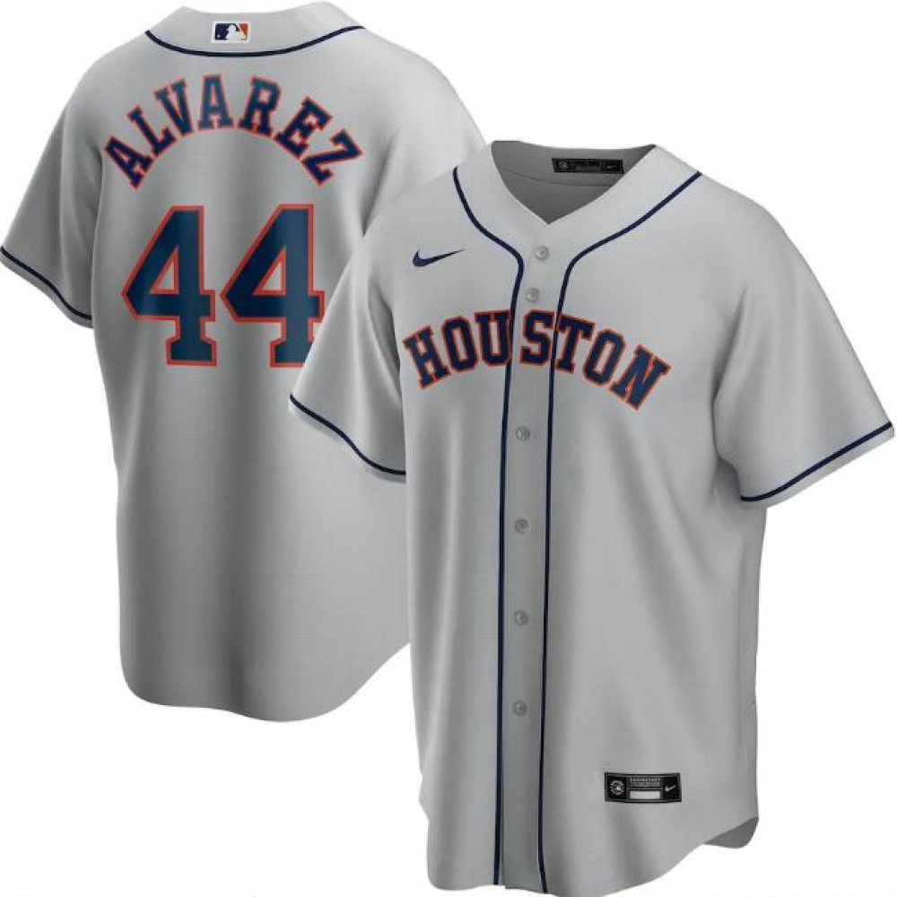 Men's Houston Astros #44 Yordan Alvarez Grey Cool Base Stitched Jersey 1