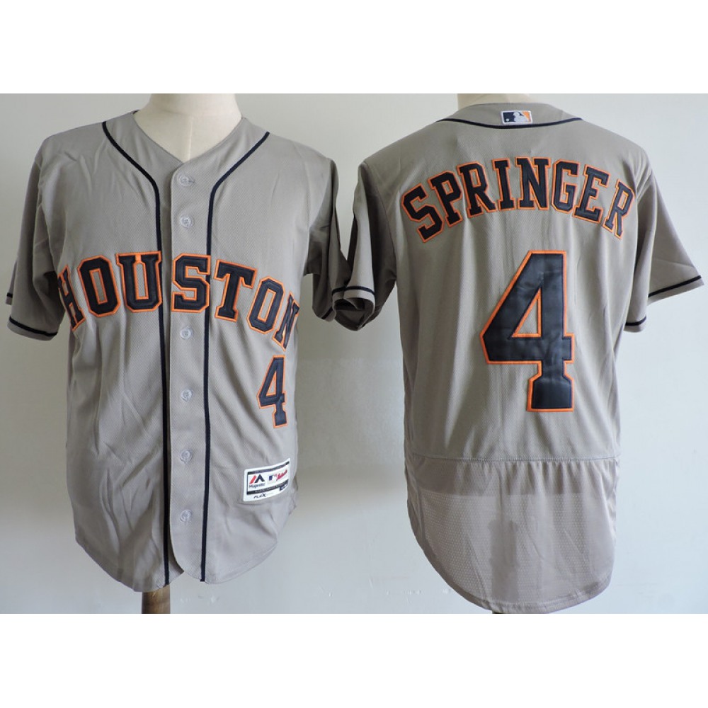 Men's Houston Astros #4 George Springer Gray Elite Stitched MLB Jersey 1
