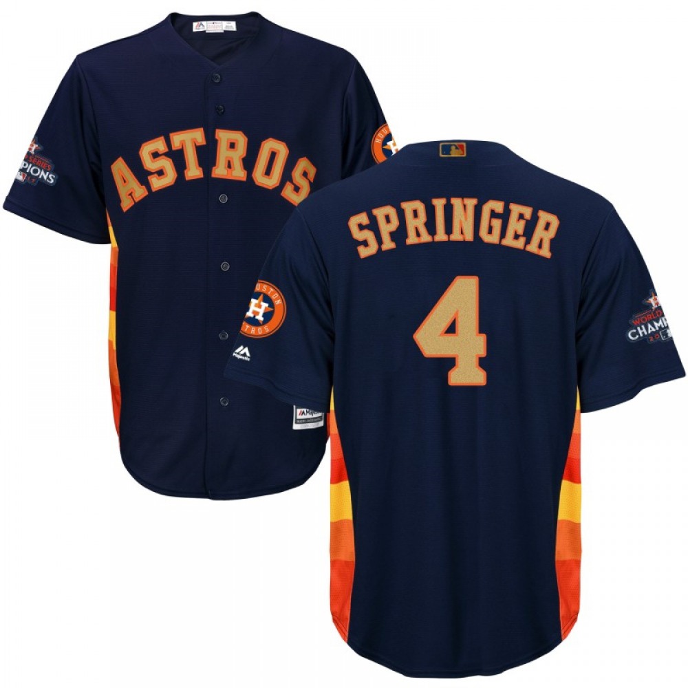 Men's Houston Astros #4 George Springer Navy 2018 Gold Program Cool Base Stitched MLB Jersey 1