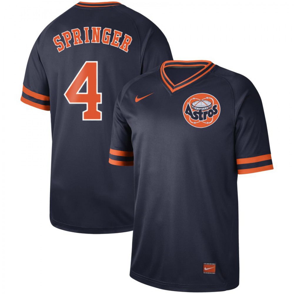 Men's Houston Astros #4 George Springer Navy Cooperstown Collection Legend Stitched MLB Jersey 1