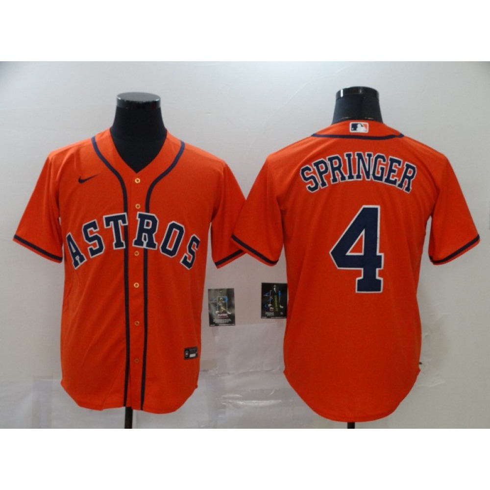 Men's Houston Astros #4 George Springer Orange Cool Base Stitched MLB Jersey 1