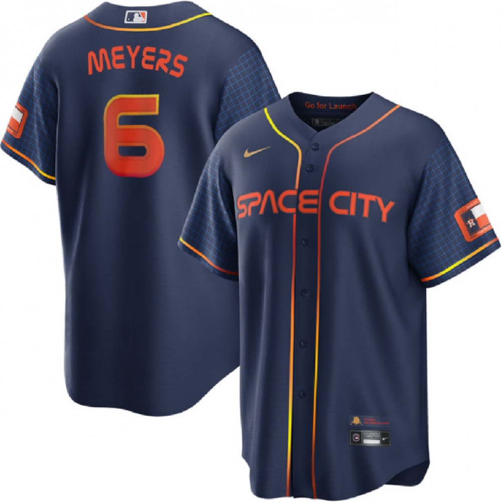 Men's Houston Astros #6 Jake Meyers Navy City Connect Cool Base Stitched Baseball Jersey 1
