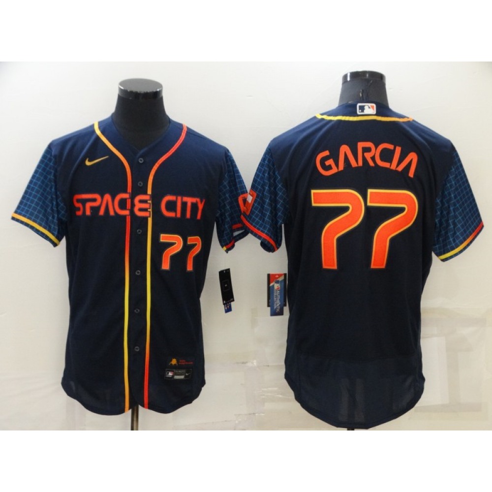 Men's Houston Astros #77 Luis Garcia 2022 Navy City Connect Flex Base Stitched Baseball Jersey 1