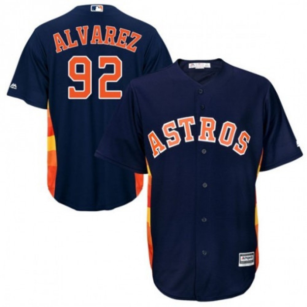Men's Houston Astros #92 Yordan Alvarez Navy Cool Base Stitched MLB Jersey 1