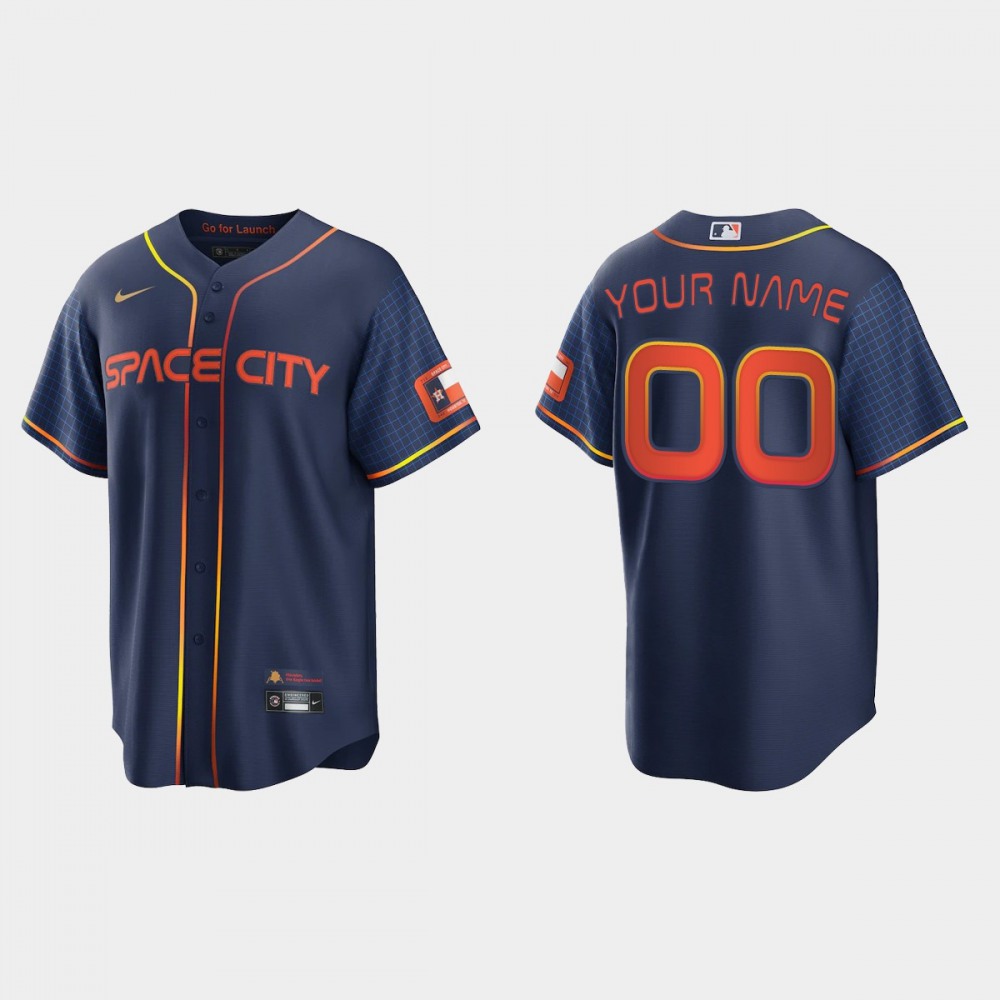 Men's Houston Astros ACTIVE Player Custom 2022 Navy City Connect Cool Base Stitched Jersey 1
