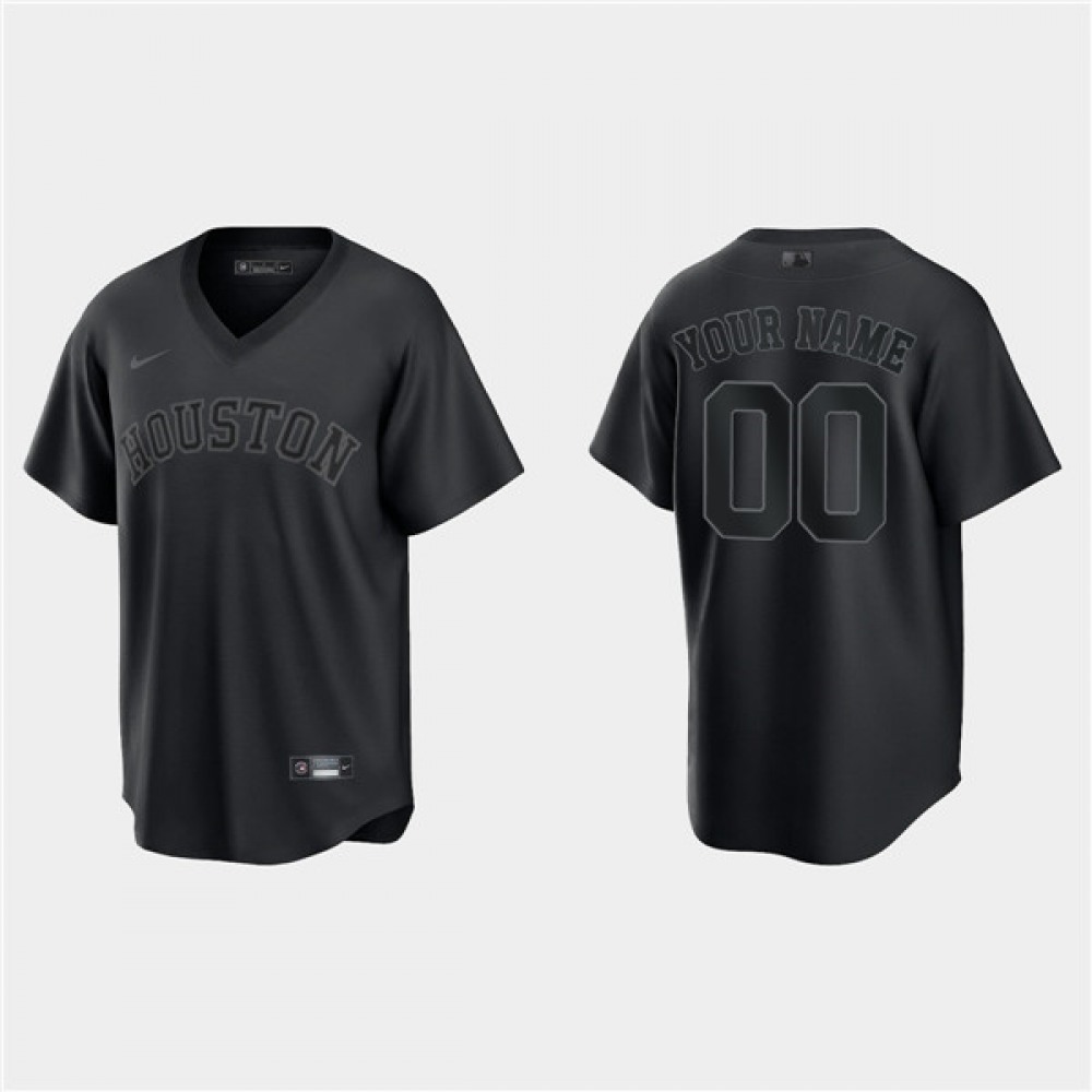 Men's Houston Astros ACTIVE Player Custom Black Pitch Black Fashion Replica Stitched Jersey 1