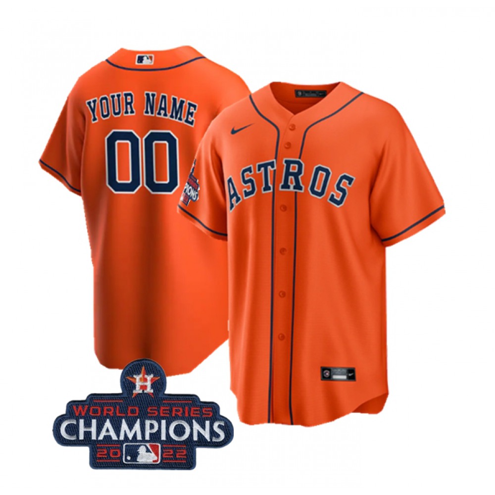 Men's Houston Astros ACTIVE Player Custom Orange 2022 World Series Champions Cool Base Stitched Baseball Jersey 1