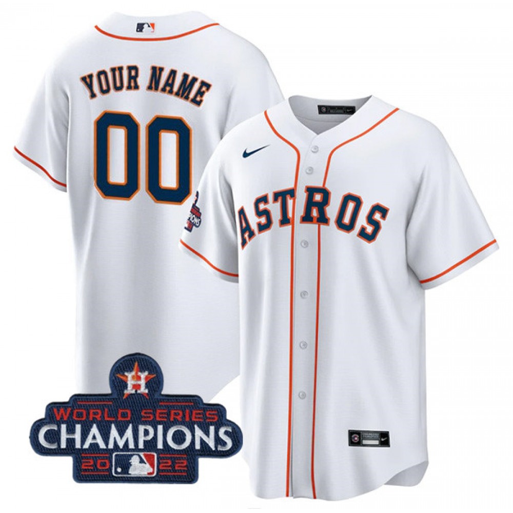 Men's Houston Astros ACTIVE Player Custom White 2022 World Series Champions Cool Base Stitched Baseball Jersey 1