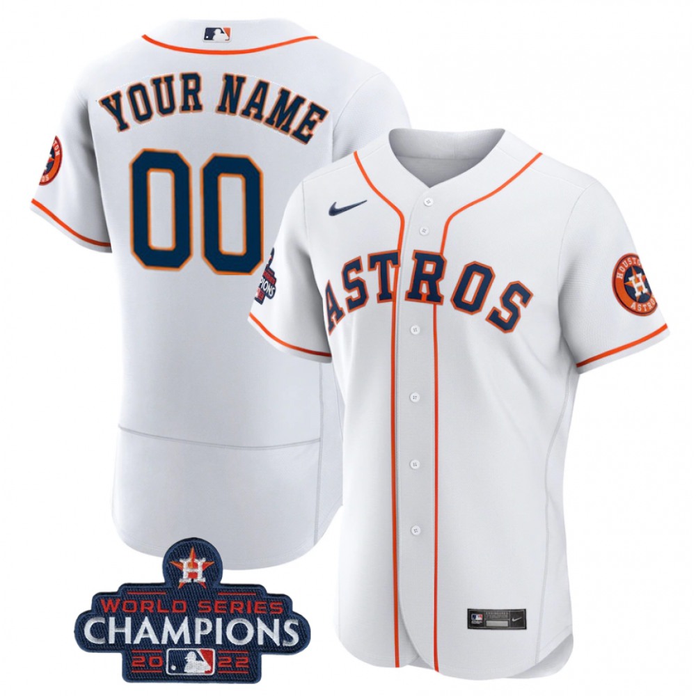 Men's Houston Astros ACTIVE Player Custom White 2022 World Series Champions Flex Base Stitched Baseball Jersey 1