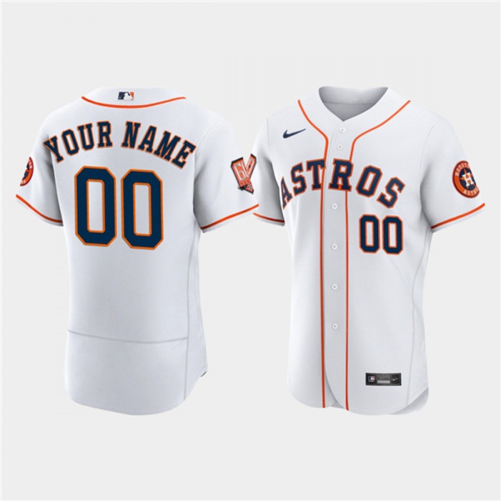 Men's Houston Astros ACTIVE Player Custom White 60th Anniversary Flex Base Stitched Baseball Jersey 1