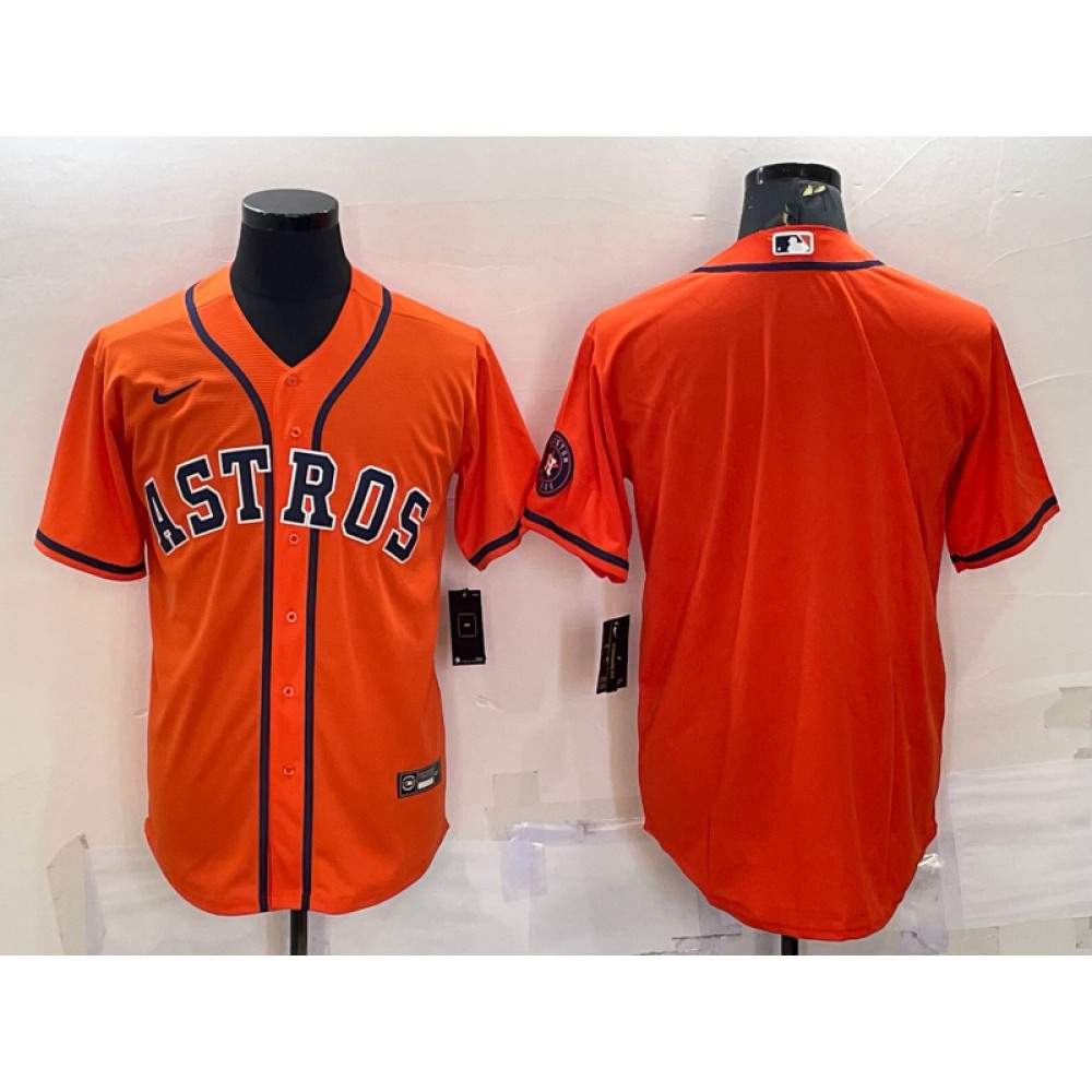 Men's Houston Astros Blank Orange With Patch Cool Base Stitched Jersey 1