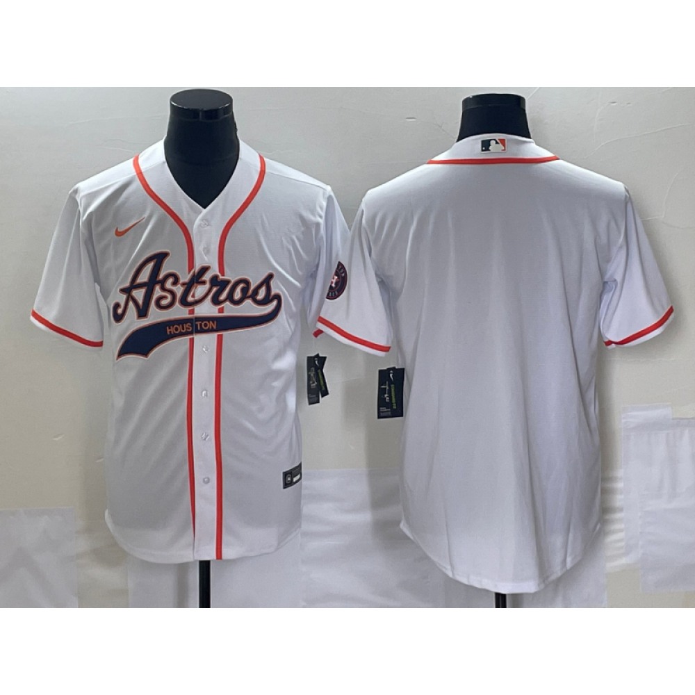 Men's Houston Astros Blank White Cool Base Stitched Baseball Jersey 1