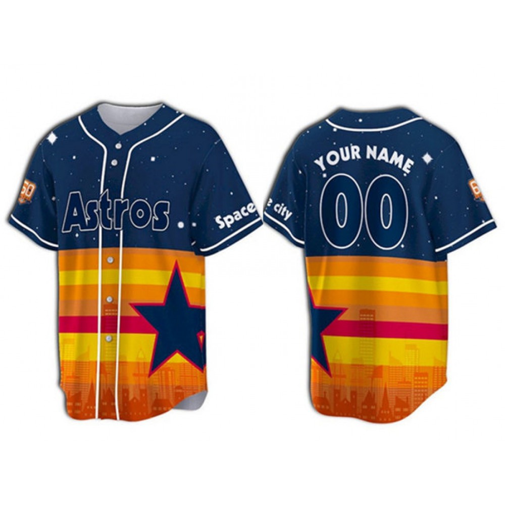 Men's Houston Astros Customized Rainbow Stitched Baseball Jersey 1