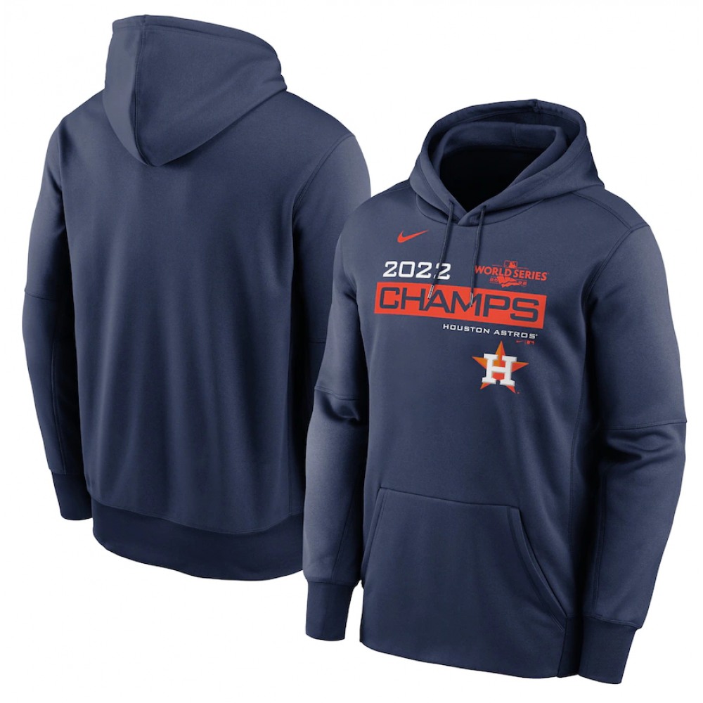 Men's Houston Astros Navy 2022 World Series Champions Celebration Pullover Hoodie 1