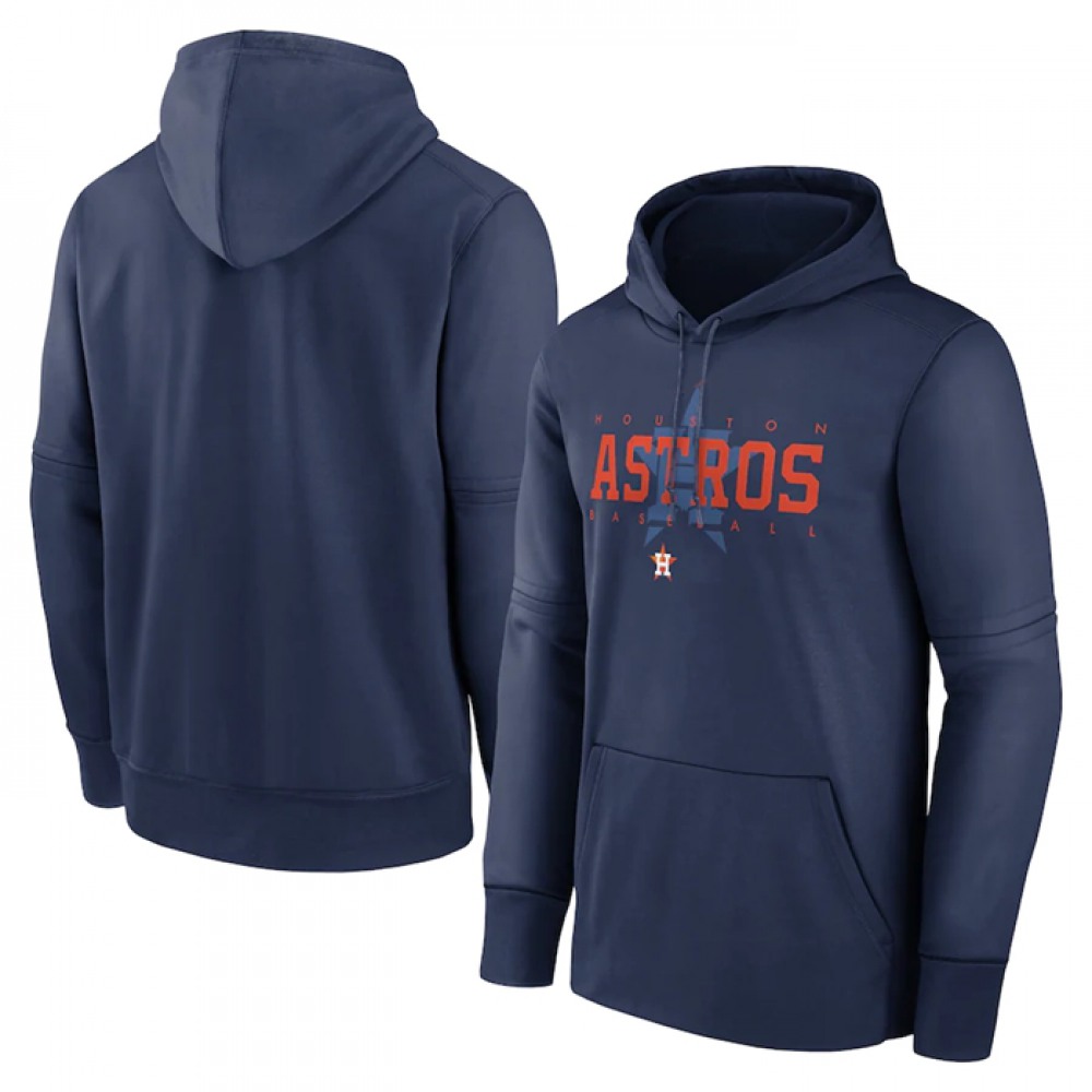 Men's Houston Astros Navy Pregame Performance Pullover Hoodie 1