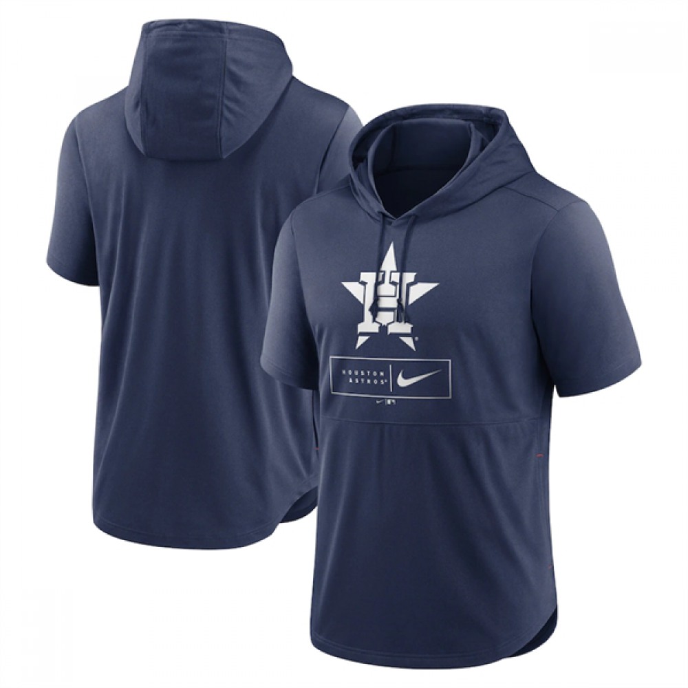 Men's Houston Astros Navy Short Sleeve Pullover Hoodie 1
