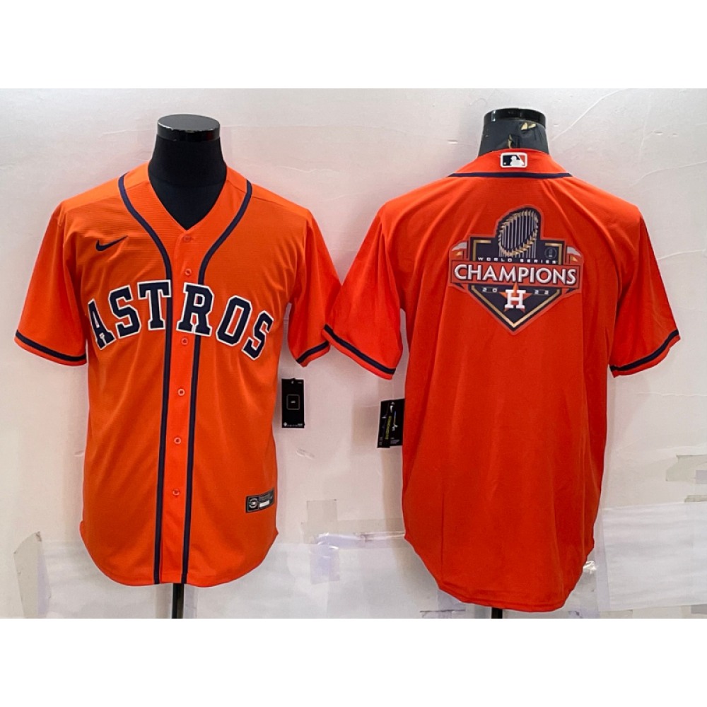 Men's Houston Astros Orange 2022 World Series Champions Team Big Logo Cool Base Stitched Jersey 1