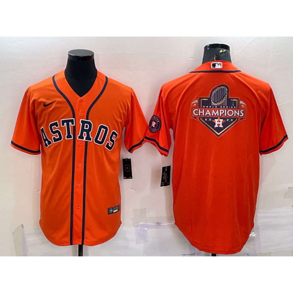 Men's Houston Astros Orange 2022 World Series Champions Team Big Logo With Patch Cool Base Stitched Jersey 1