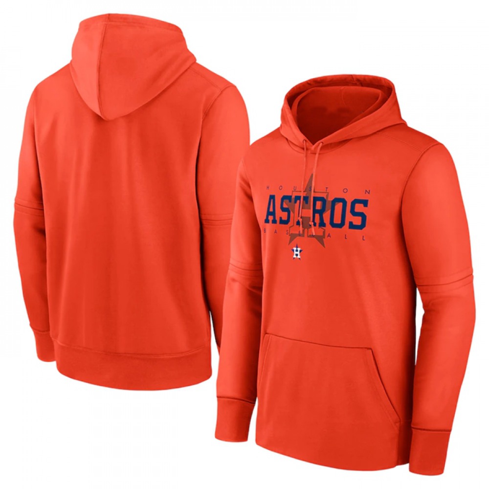 Men's Houston Astros Orange Pregame Performance Pullover Hoodie 1
