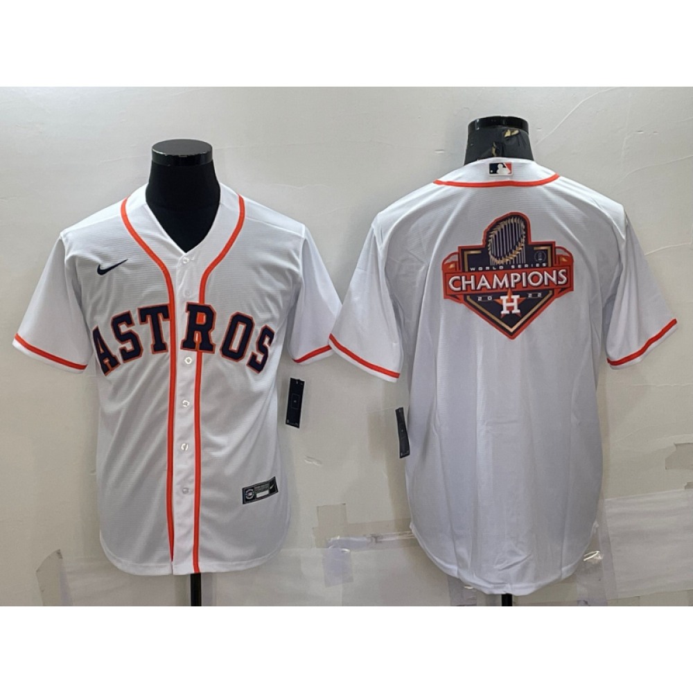 Men's Houston Astros White 2022 World Series Champions Team Big Logo Cool Base Stitched Jersey 1