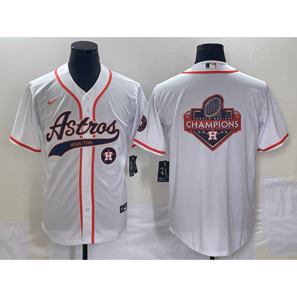 Men's Houston Astros White Team Big Logo With Patch Cool Base Stitched Baseball Jersey 1