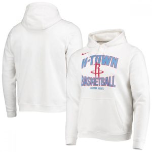Men's Houston Rockets 2021 White City Edition Story Club Logo Pullover Hoodie