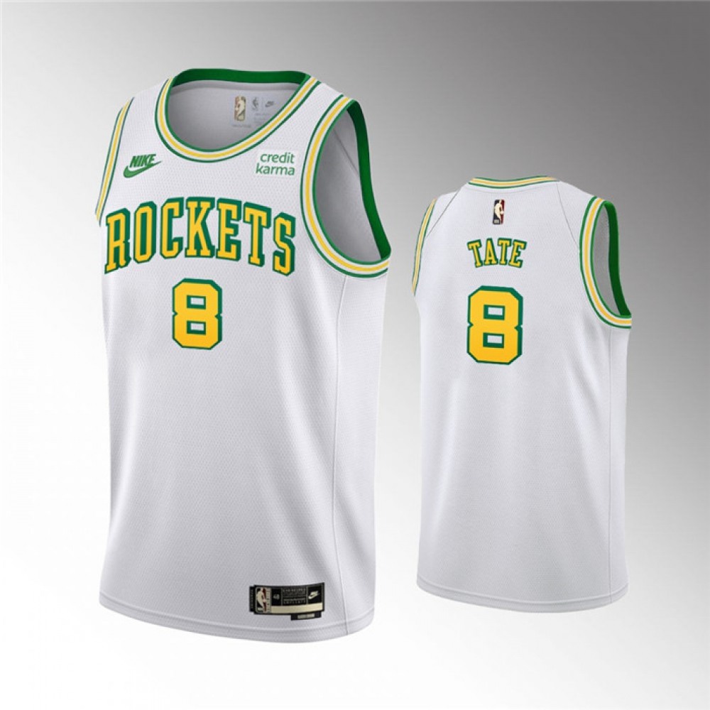 Men's Houston Rockets #8 Jae'Sean Tate White Swingman Classic Edition Stitched Basketball Jersey 1