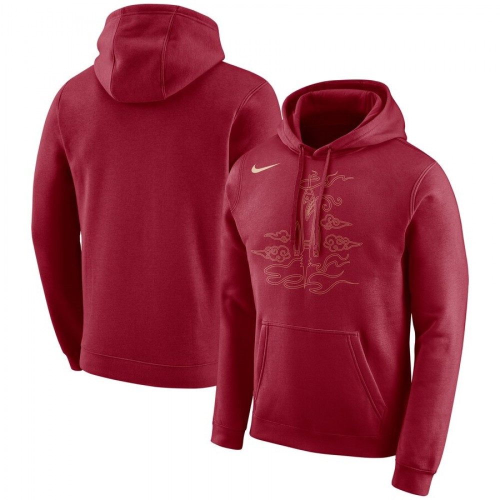 Men's Houston Rockets Red City Edition Logo Essential Pullover Hoodie 1