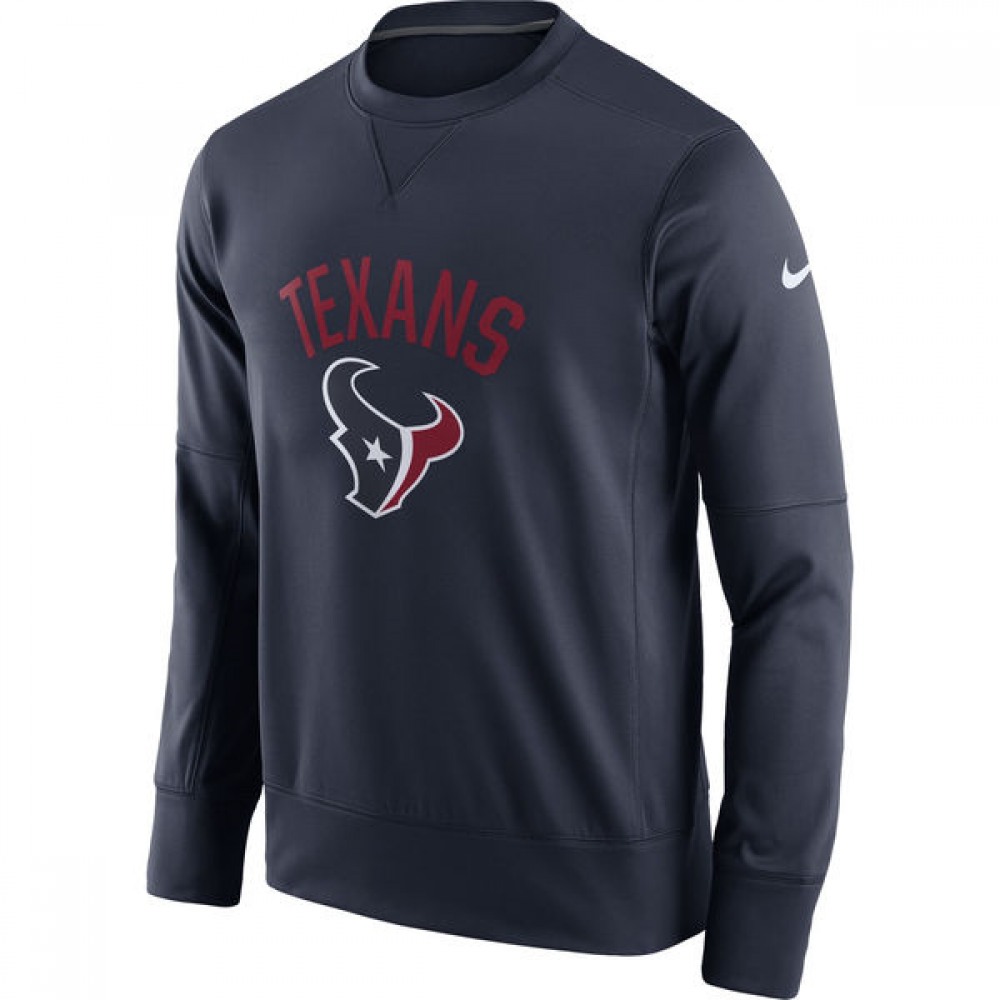 Men's Houston Texans 2019 Navy Sideline Circuit Performance Sweatshirt 1