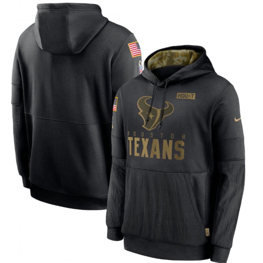 Men's Houston Texans 2020 Black Salute to Service Sideline Performance Pullover Hoodie 1