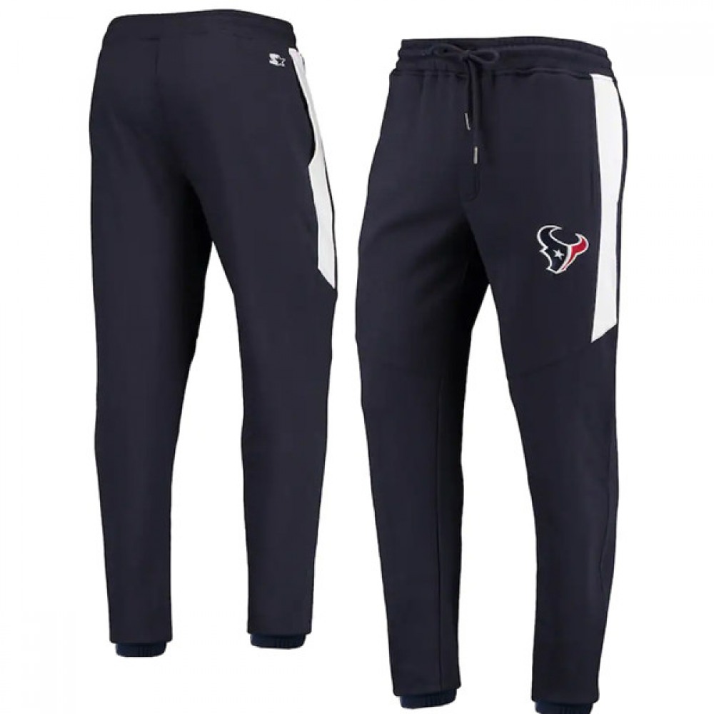 Men's Houston Texans Starter Navy/White Goal Post Fleece Pants 1