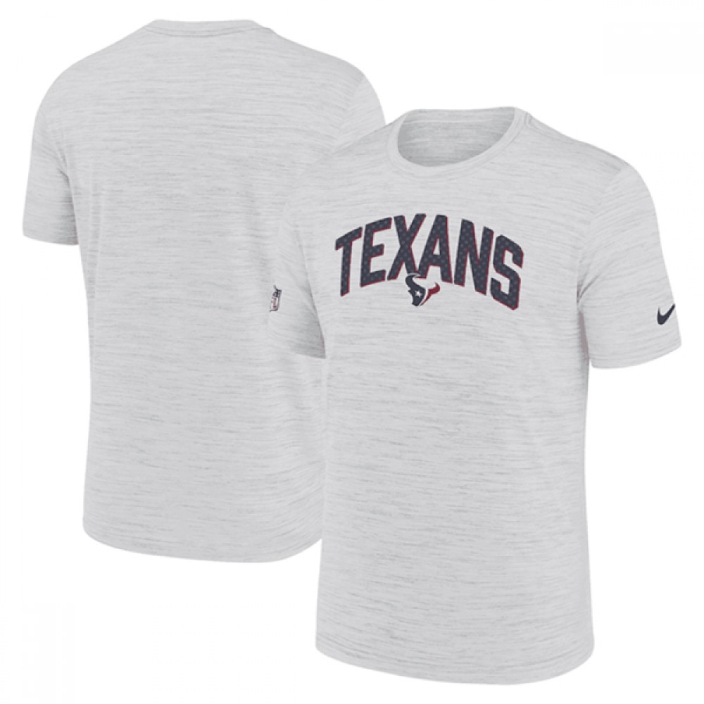 Men's Houston Texans White Sideline Velocity Stack Performance T-Shirt 1